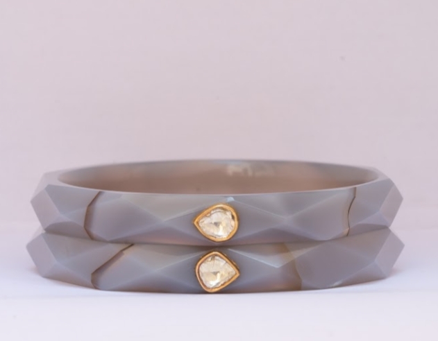 Rajput Kundan Diamond Crystalline Chalcedony Bangle
